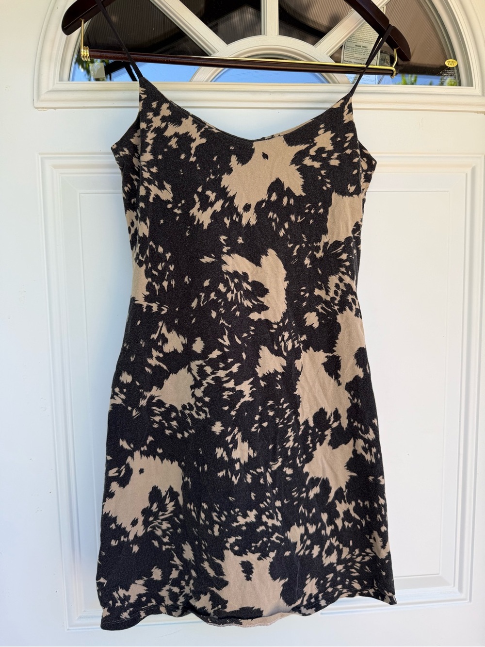 Victoria's Secret Black and Beige Abstract Slip Mini Dress
